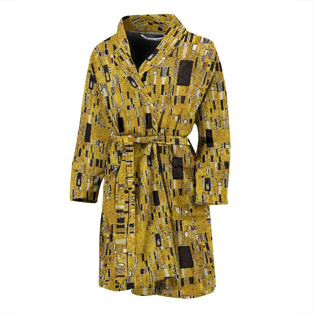 Klimt Gold Print Pattern Men Long Robe-grizzshop
