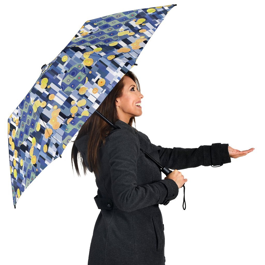 Klimt Pattern Print Automatic Foldable Umbrella-grizzshop
