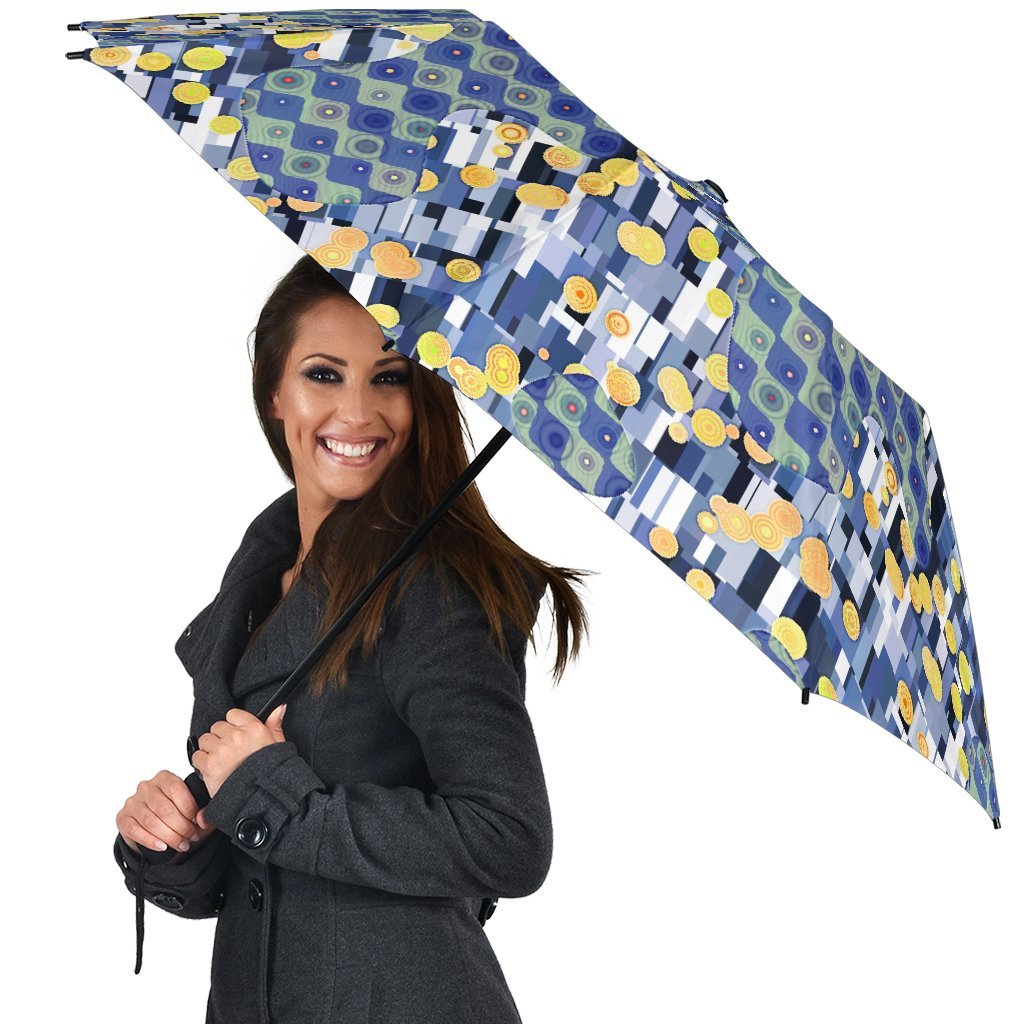 Klimt Pattern Print Automatic Foldable Umbrella-grizzshop