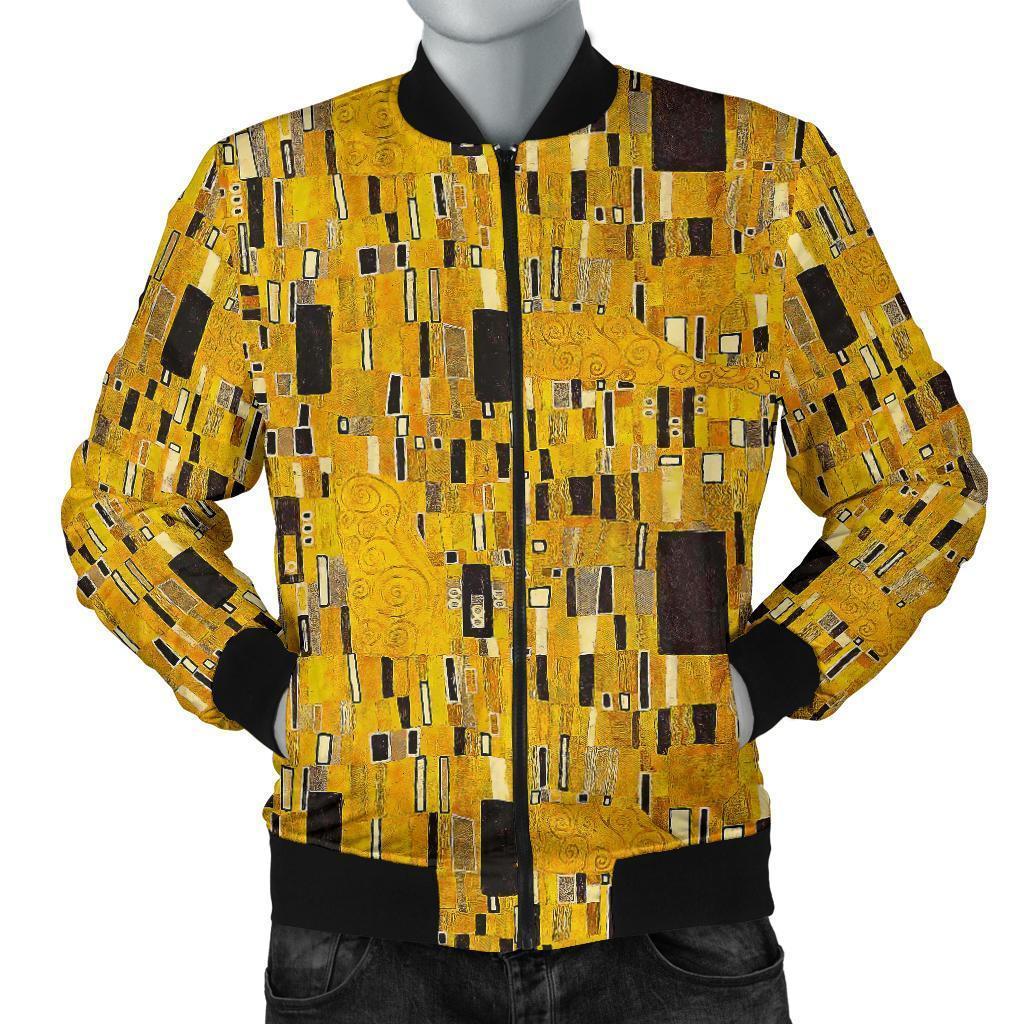 Klimt Gold Print Pattern Men's Bomber Jacket-grizzshop