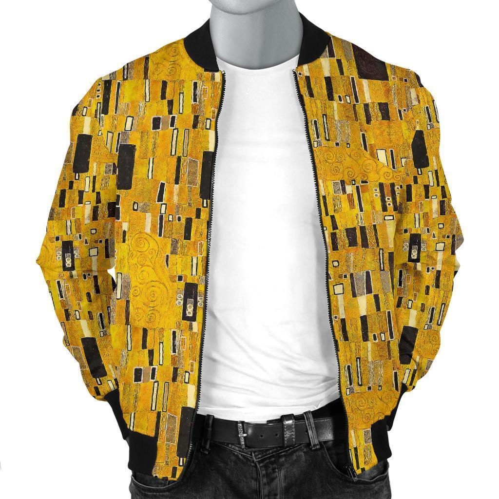 Klimt Gold Print Pattern Men's Bomber Jacket-grizzshop