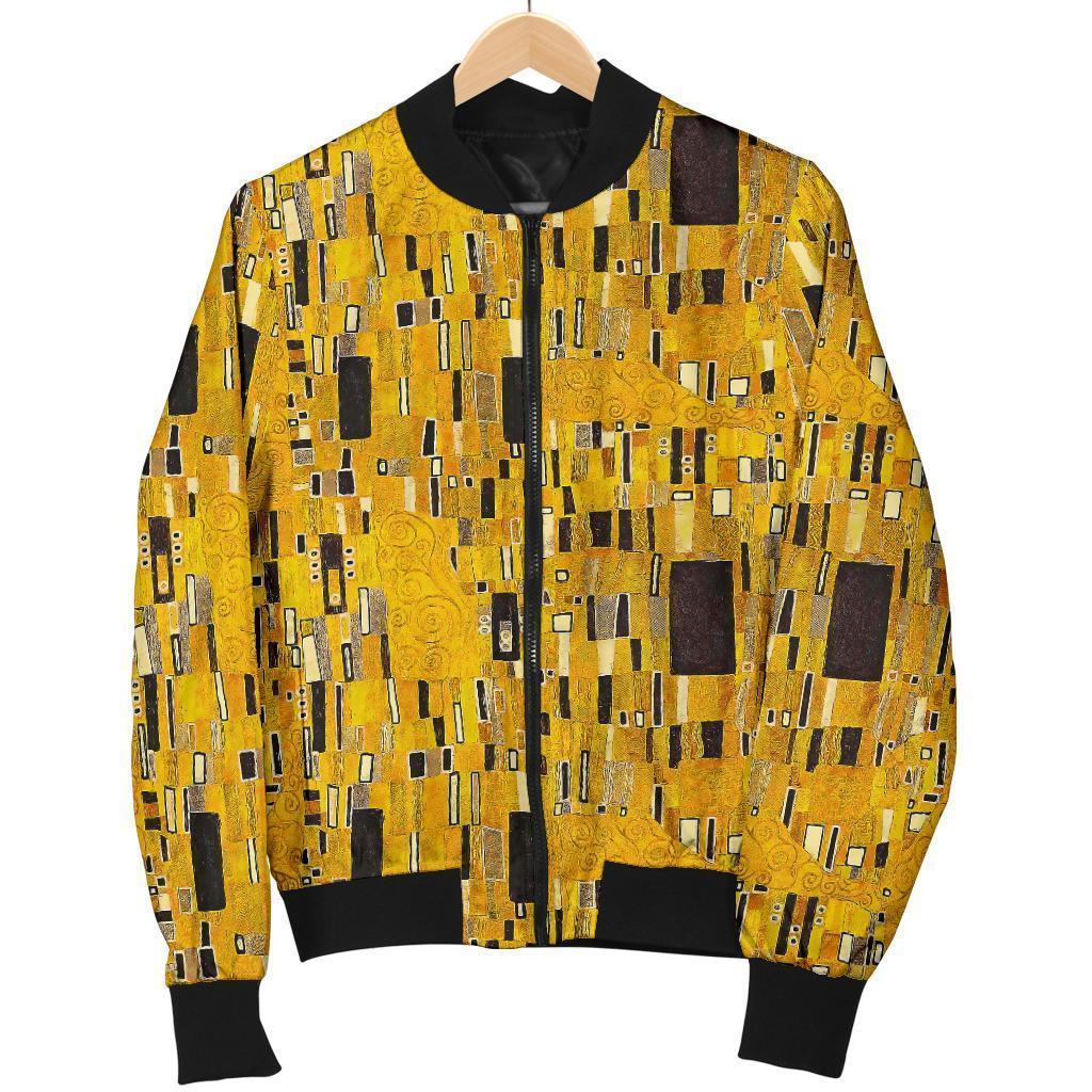 Klimt Gold Print Pattern Men's Bomber Jacket-grizzshop