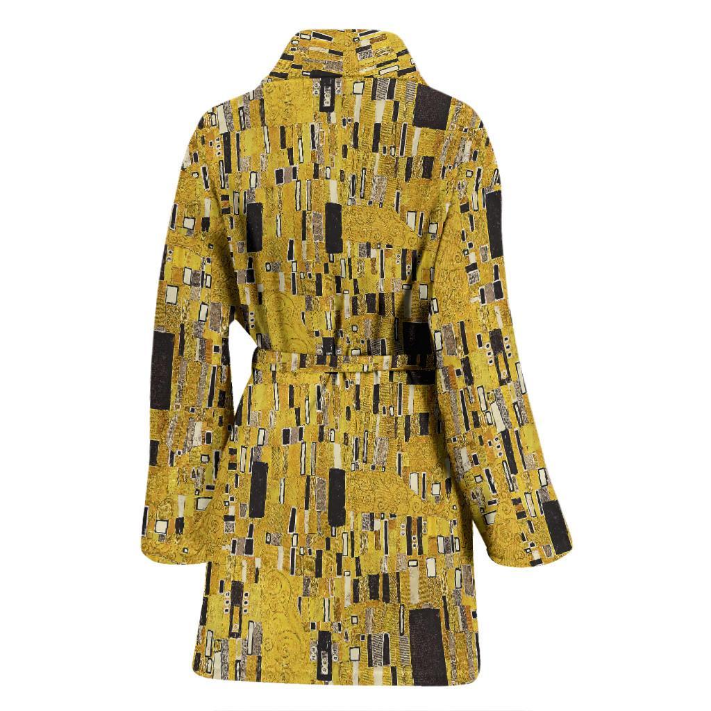 Klimt Gold Print Pattern Women Long Robe-grizzshop