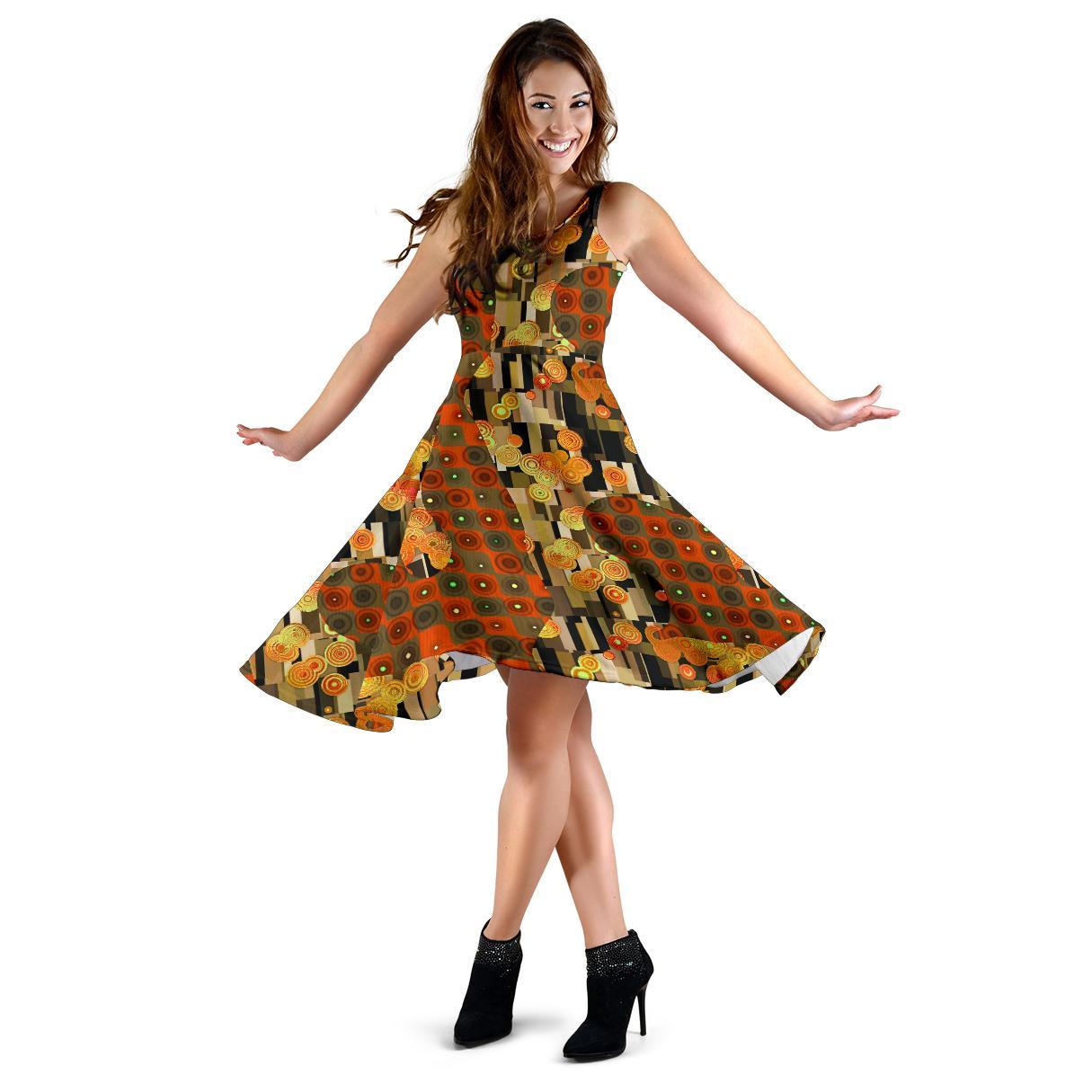 Klimt Print Pattern Dress-grizzshop