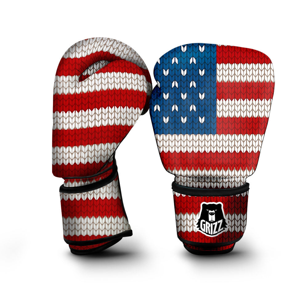 Knitted American Flag Print Boxing Gloves-grizzshop