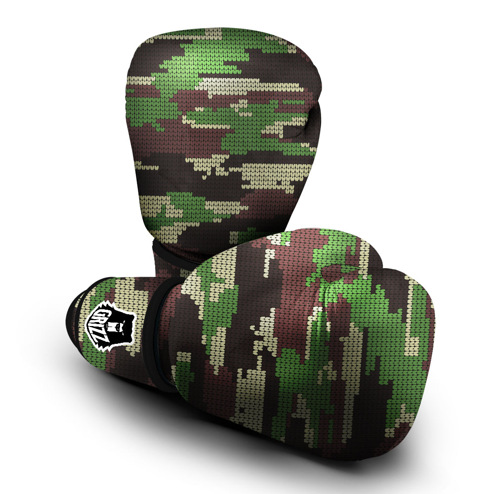 Knitted Army Camouflage Print Pattern Boxing Gloves-grizzshop
