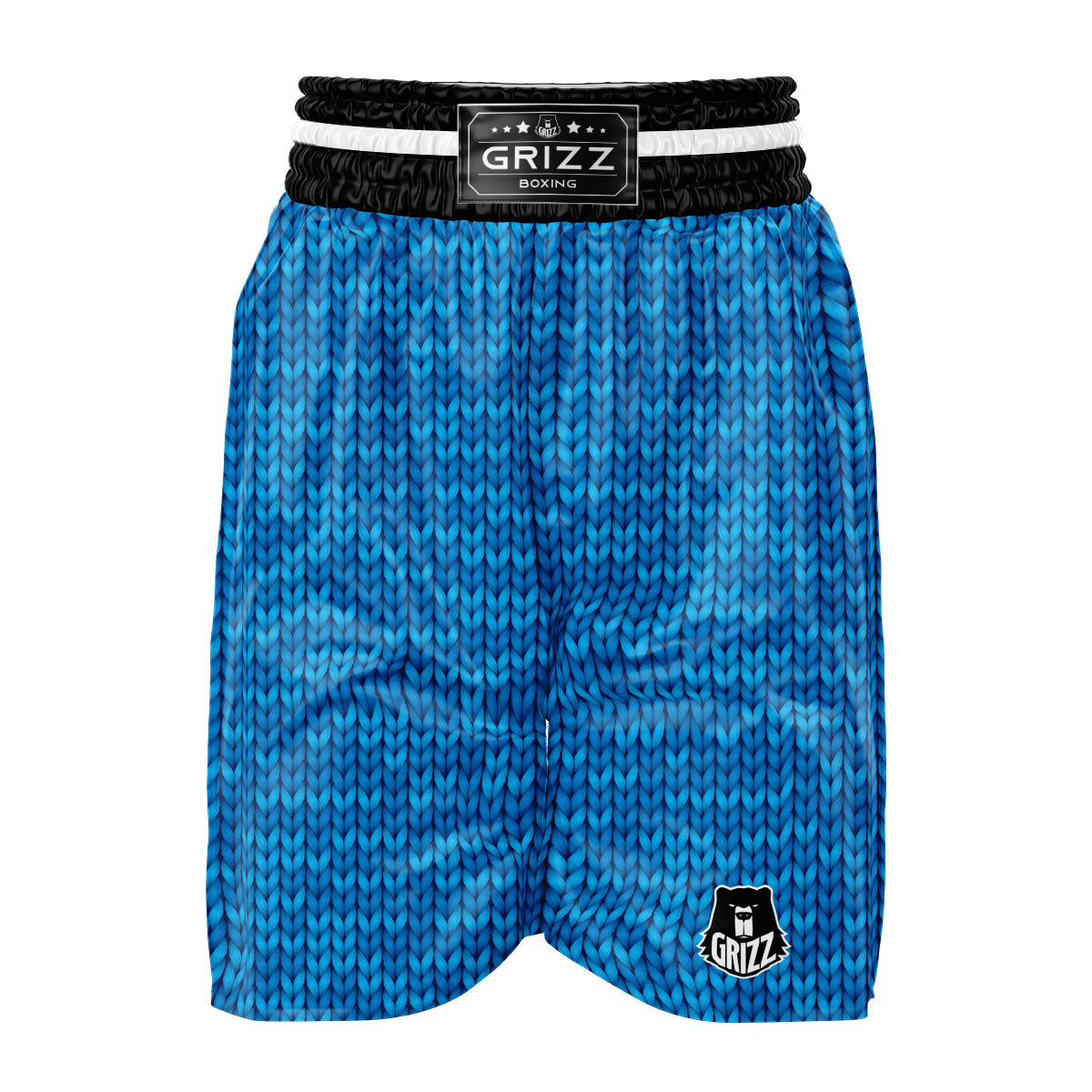 Knitted Blue Print Pattern Boxing Shorts-grizzshop
