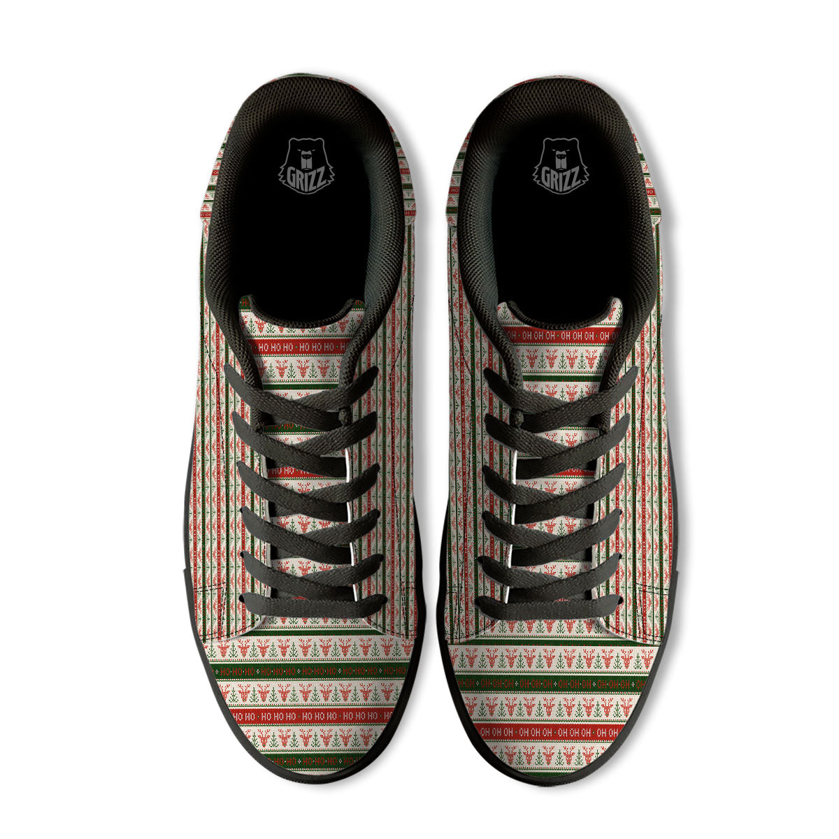 Knitted Christmas Print Pattern Black Low Top Sneakers-grizzshop