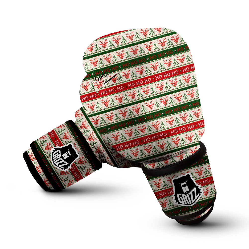 Knitted Christmas Print Pattern Boxing Gloves-grizzshop