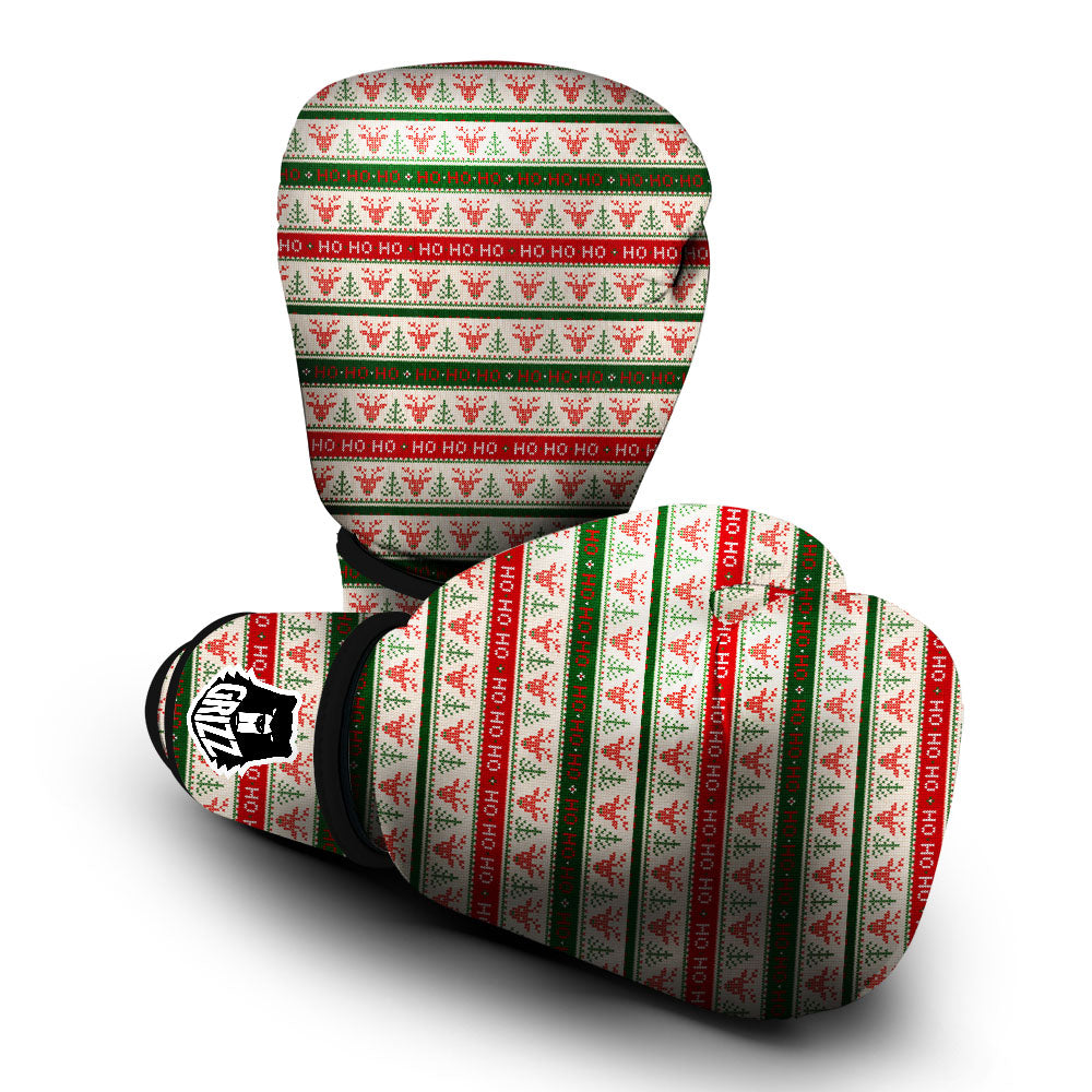 Knitted Christmas Print Pattern Boxing Gloves-grizzshop