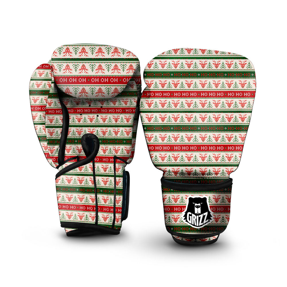 Knitted Christmas Print Pattern Boxing Gloves-grizzshop