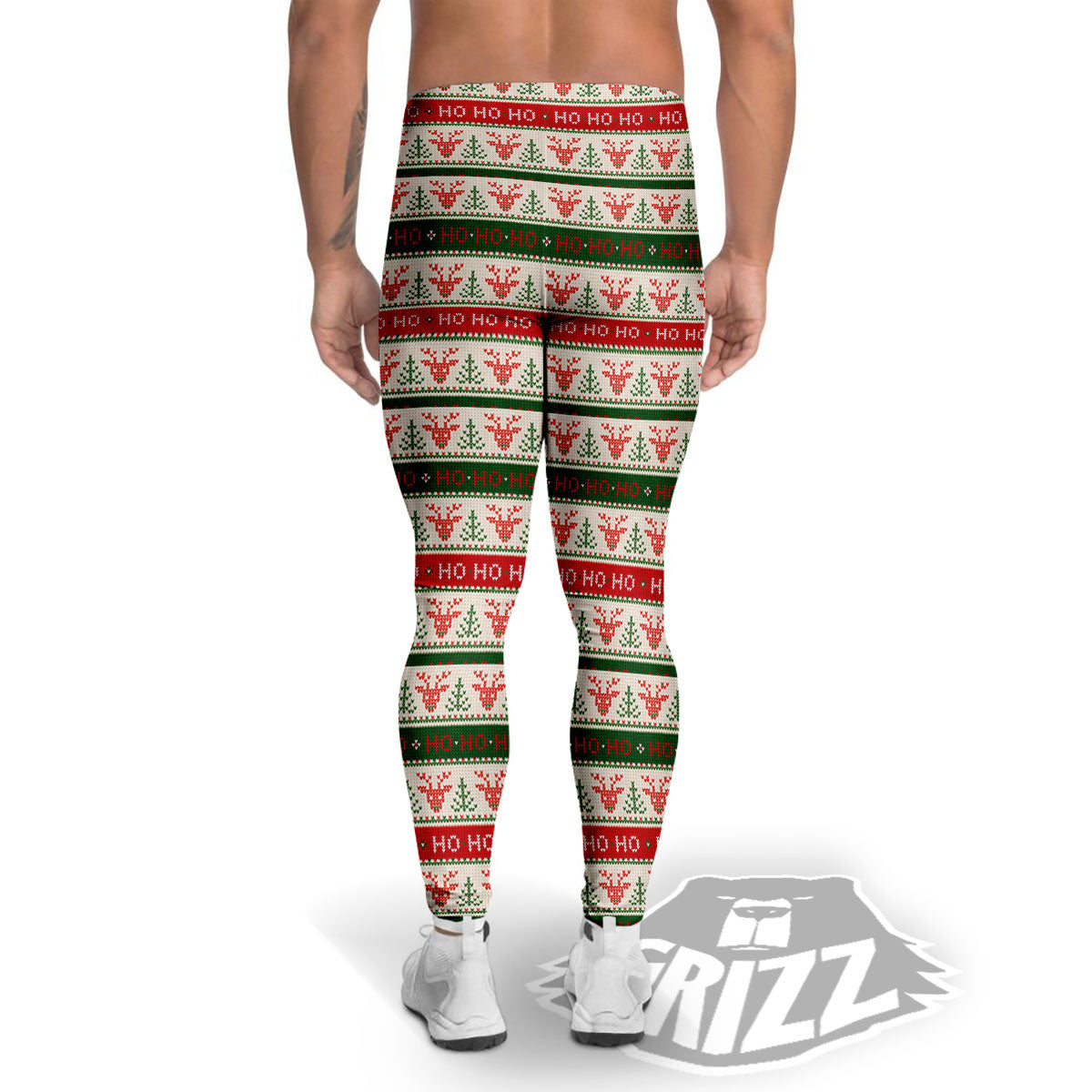 Knitted Christmas Print Pattern Men's Leggings-grizzshop