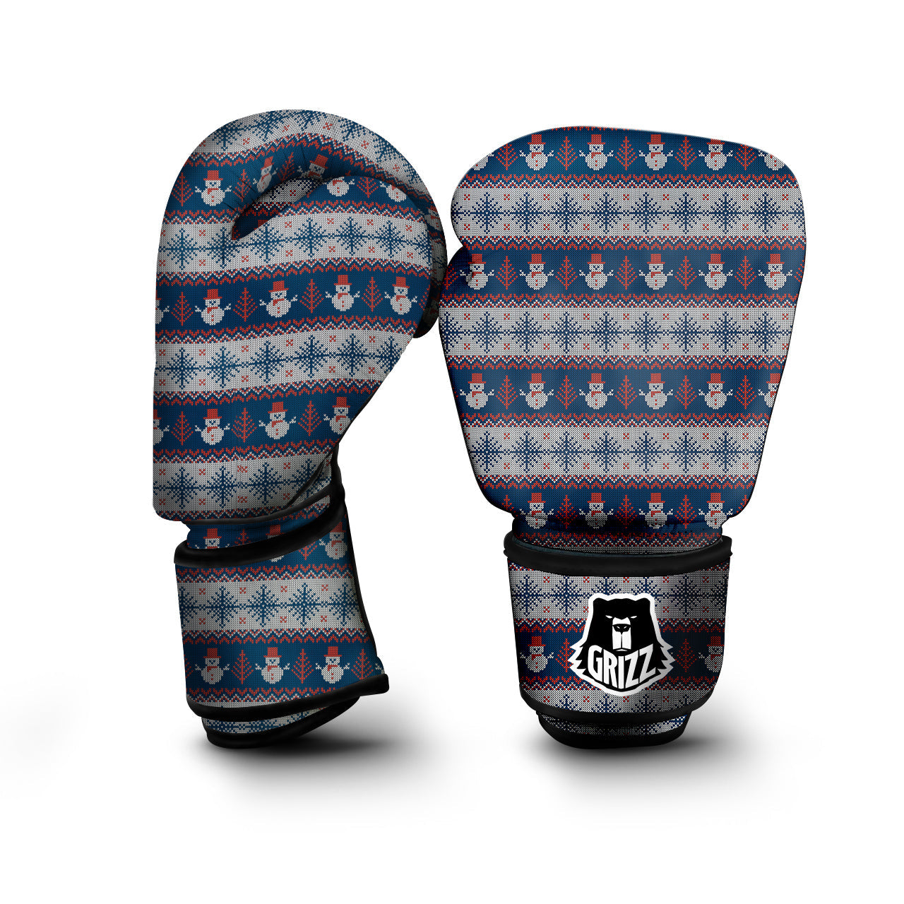Knitted Cute Snowman Print Pattern Boxing Gloves-grizzshop