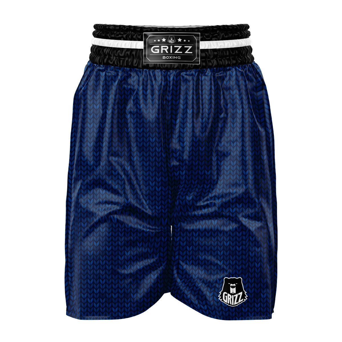 Knitted Deep Blue Print Pattern Boxing Shorts-grizzshop