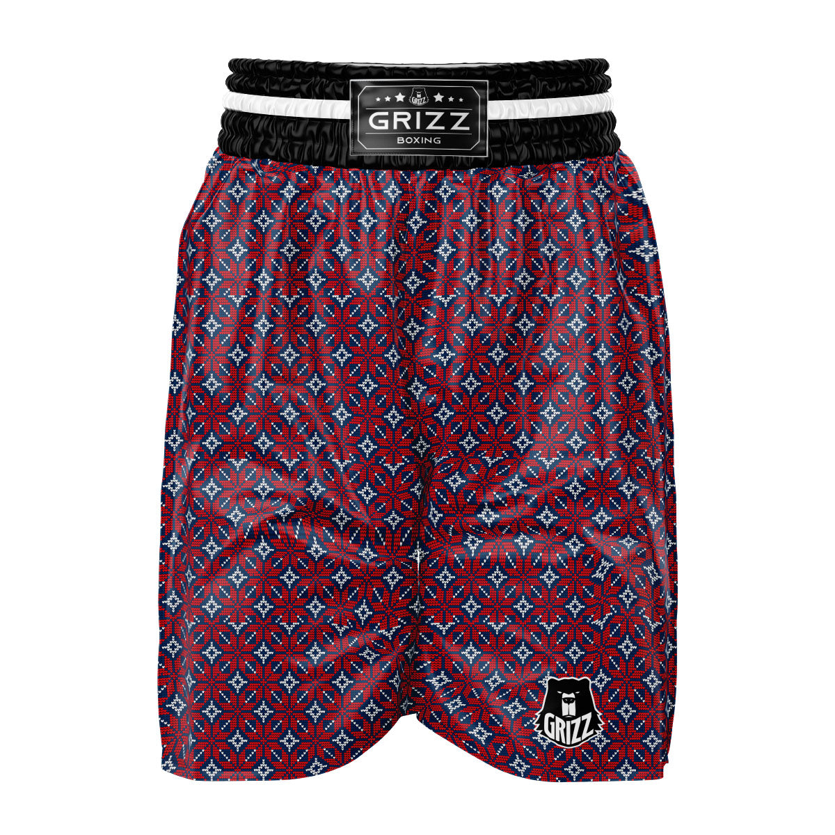 Knitted Flower Print Pattern Boxing Shorts-grizzshop
