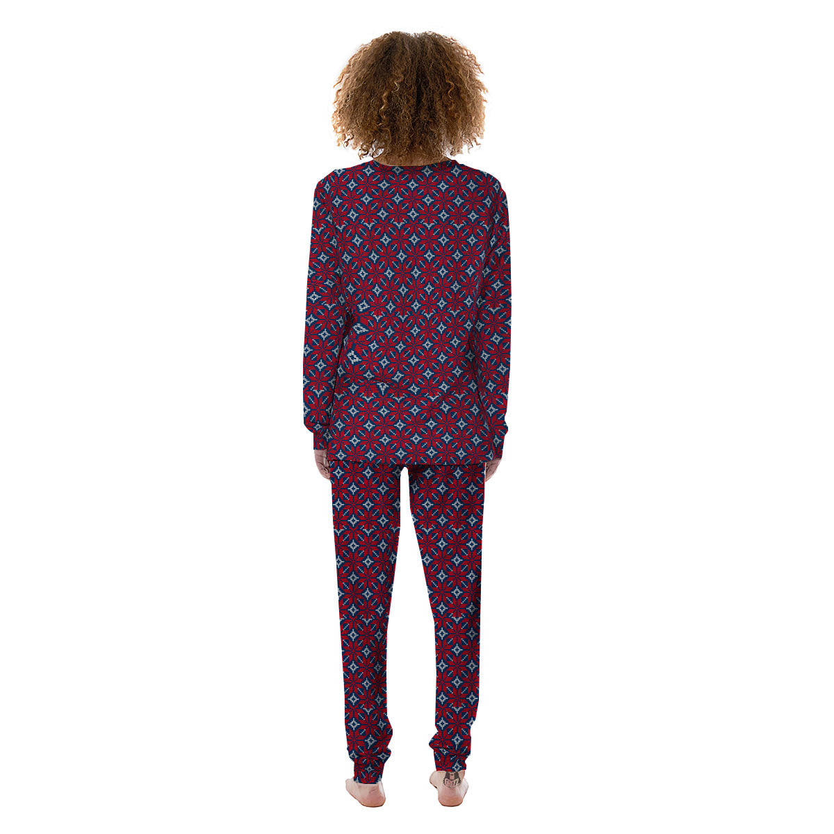 Knitted Flower Print Pattern Women's Pajamas-grizzshop