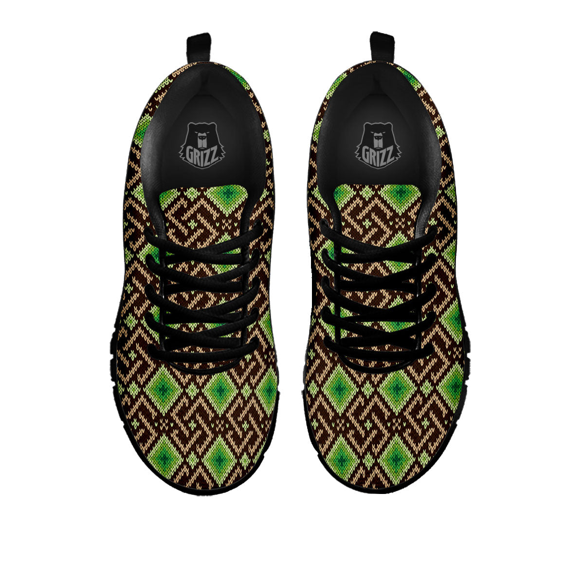 Knitted Geometric Print Pattern Black Sneaker-grizzshop