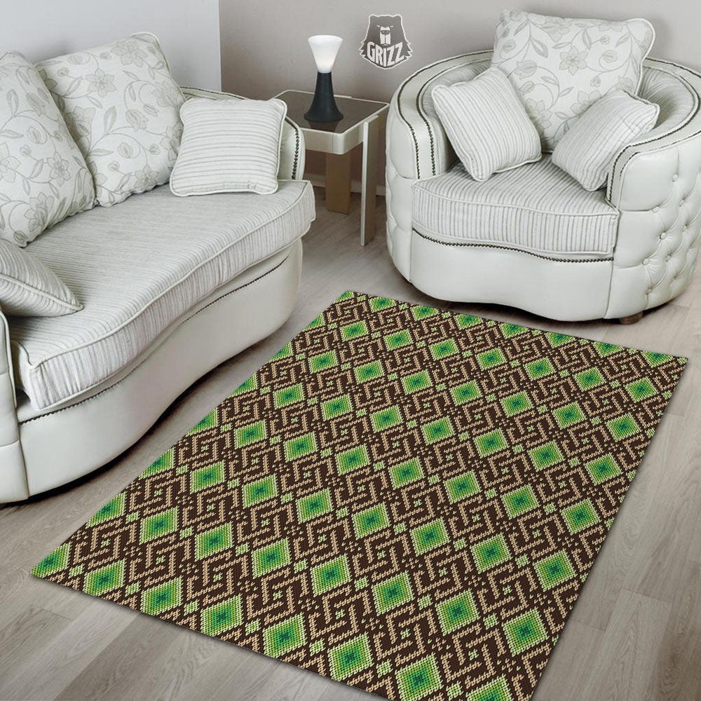 Knitted Geometric Print Pattern Floor Mat-grizzshop