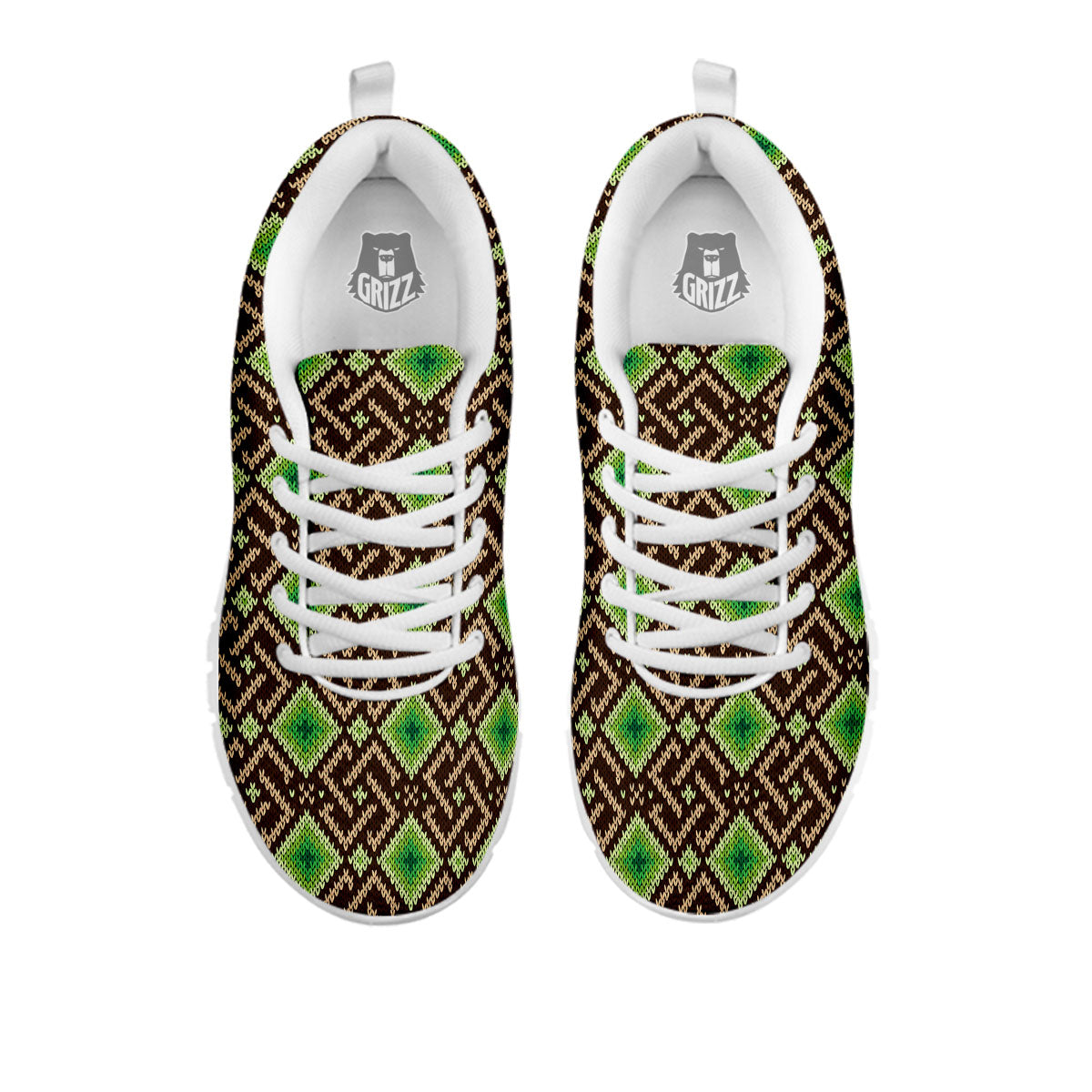 Knitted Geometric Print Pattern White Sneaker-grizzshop