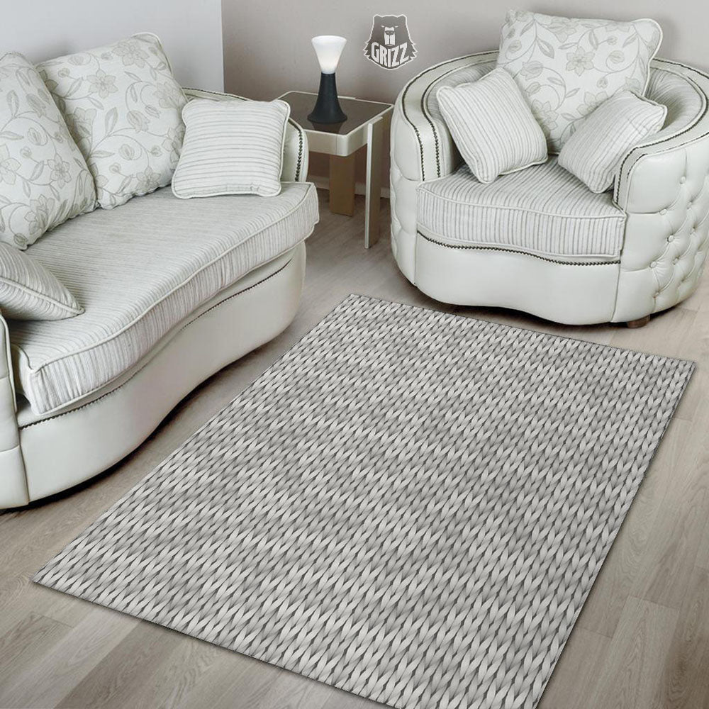 Knitted Grey Print Pattern Floor Mat-grizzshop