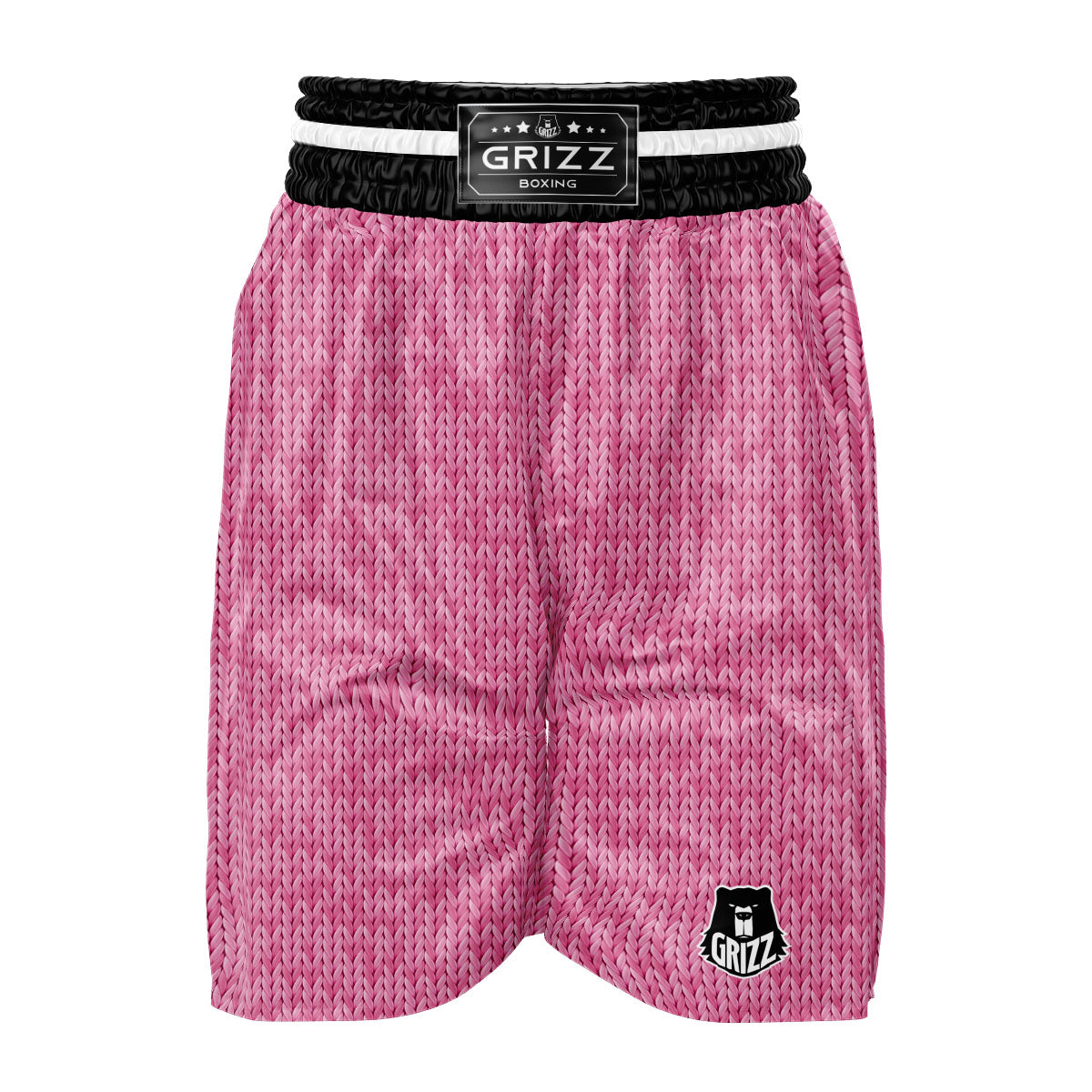 Knitted Pink Print Pattern Boxing Shorts-grizzshop