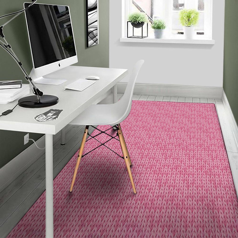 Knitted Pink Print Pattern Floor Mat-grizzshop