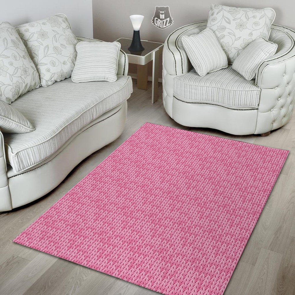 Knitted Pink Print Pattern Floor Mat-grizzshop