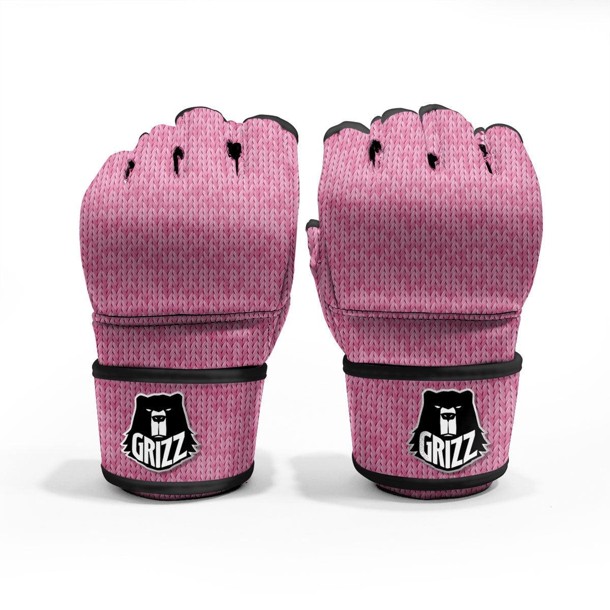 Knitted Pink Print Pattern MMA Gloves-grizzshop