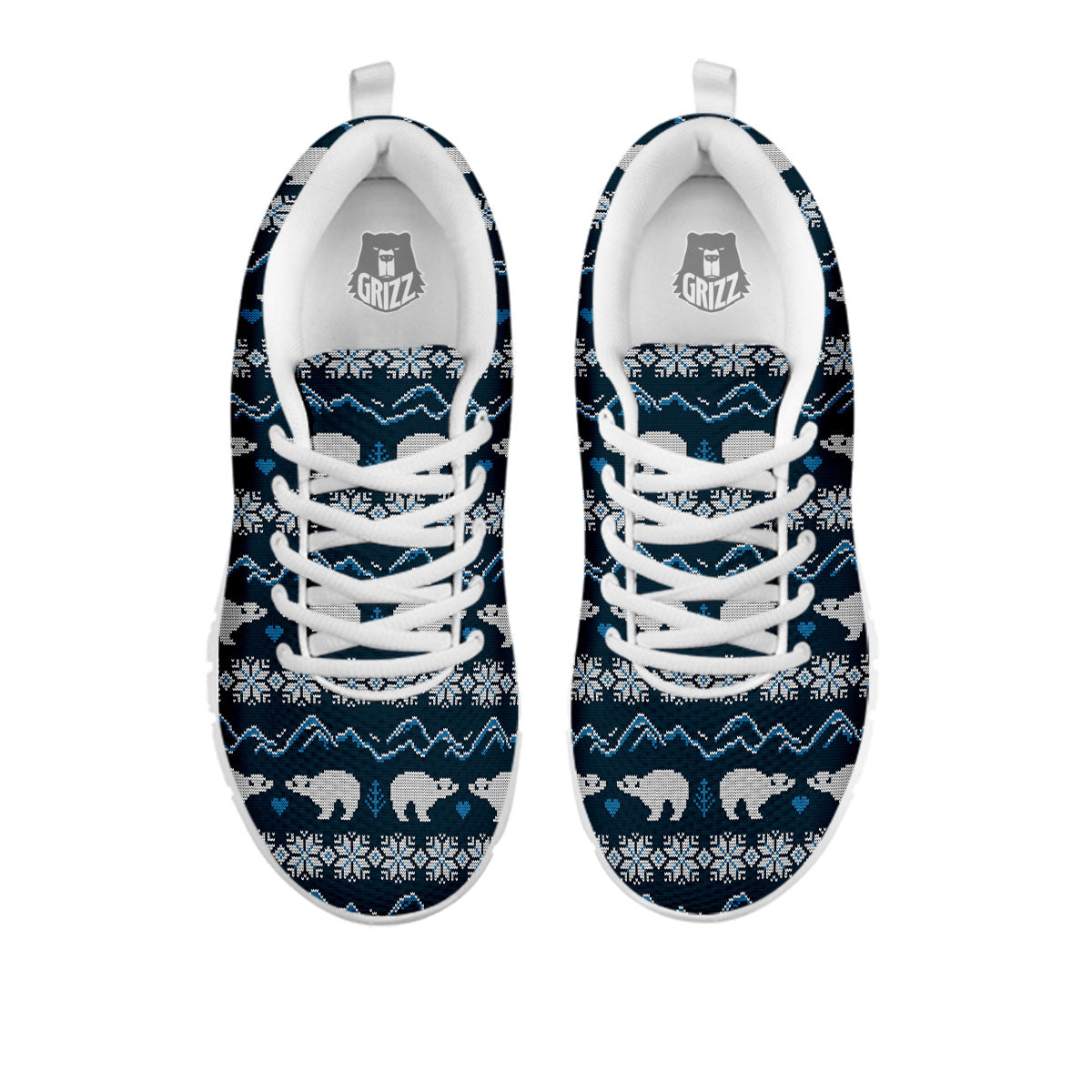 Knitted Polar Bear Print Pattern White Sneaker-grizzshop