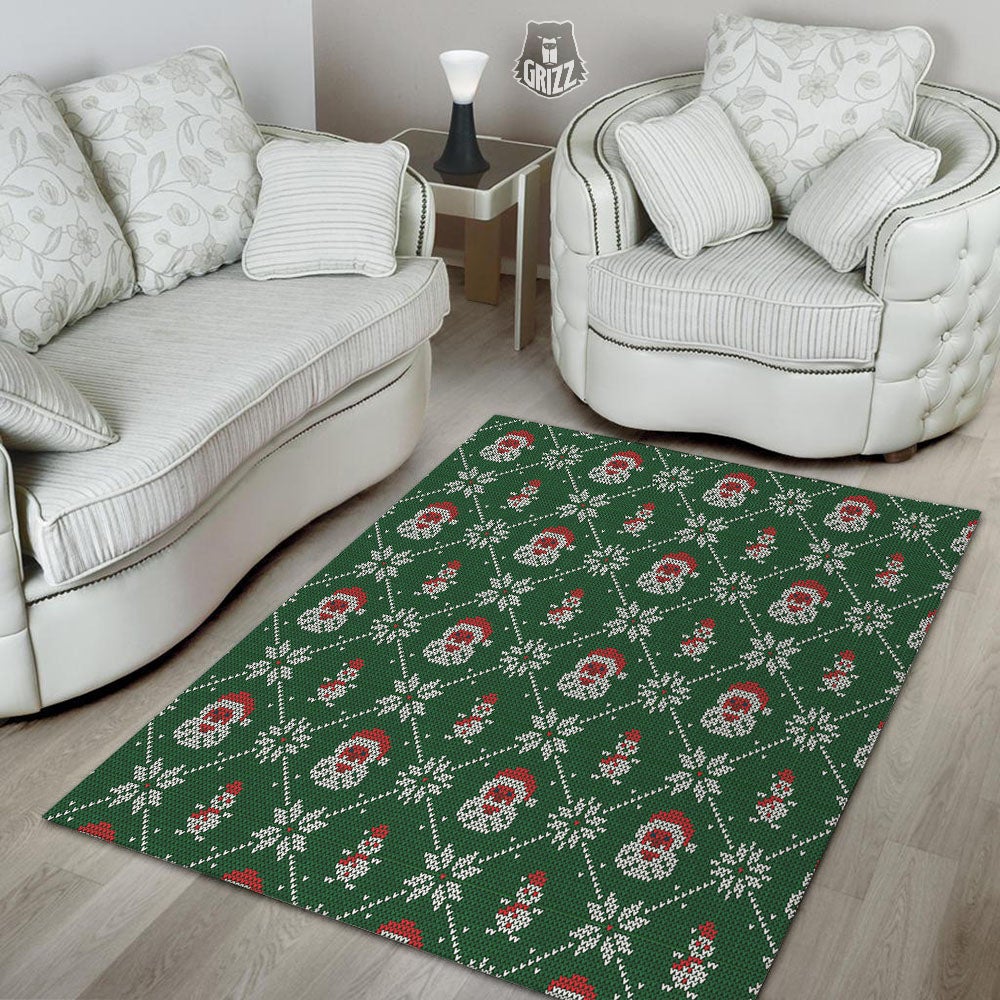Knitted Santa Claus Print Pattern Floor Mat-grizzshop