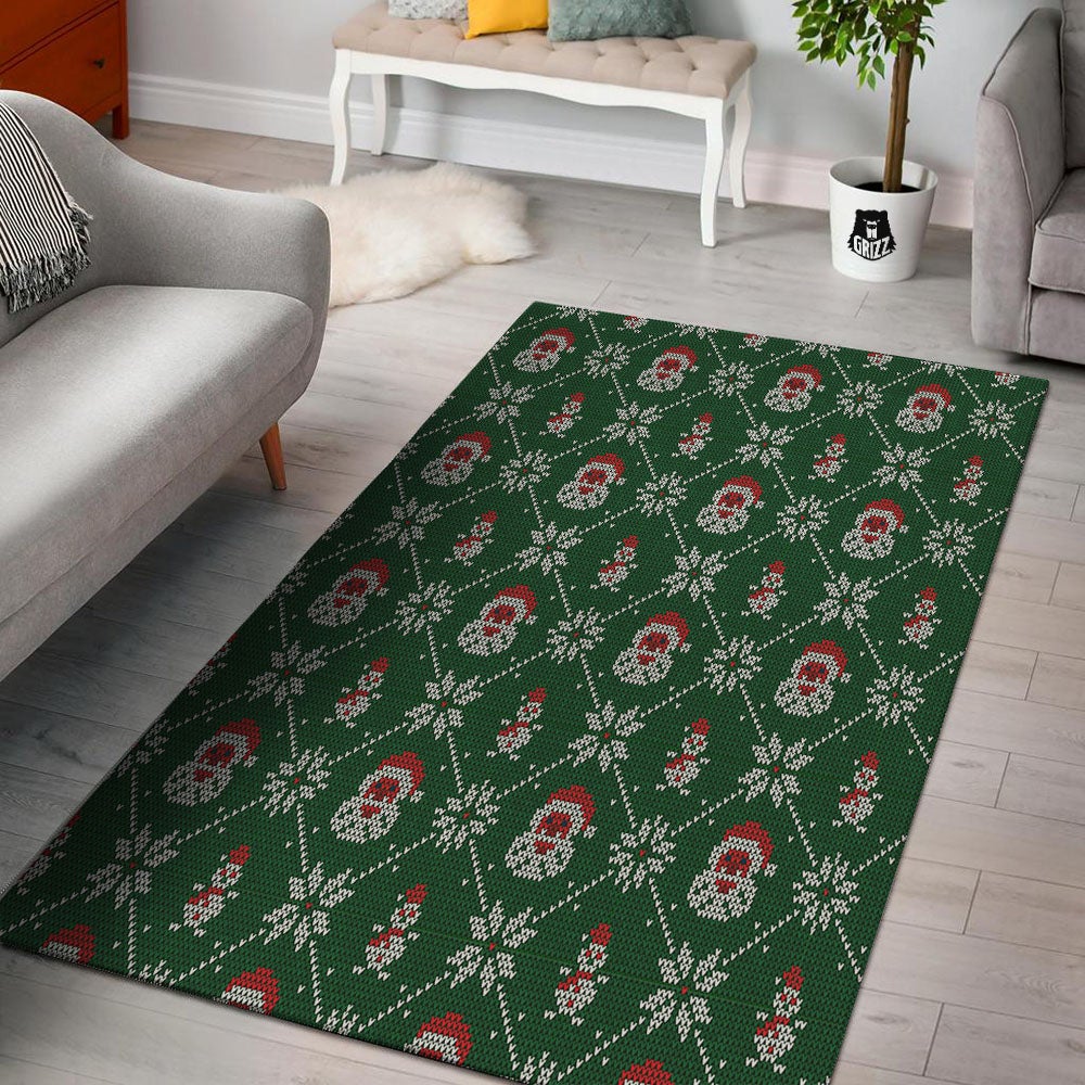 Knitted Santa Claus Print Pattern Floor Mat-grizzshop