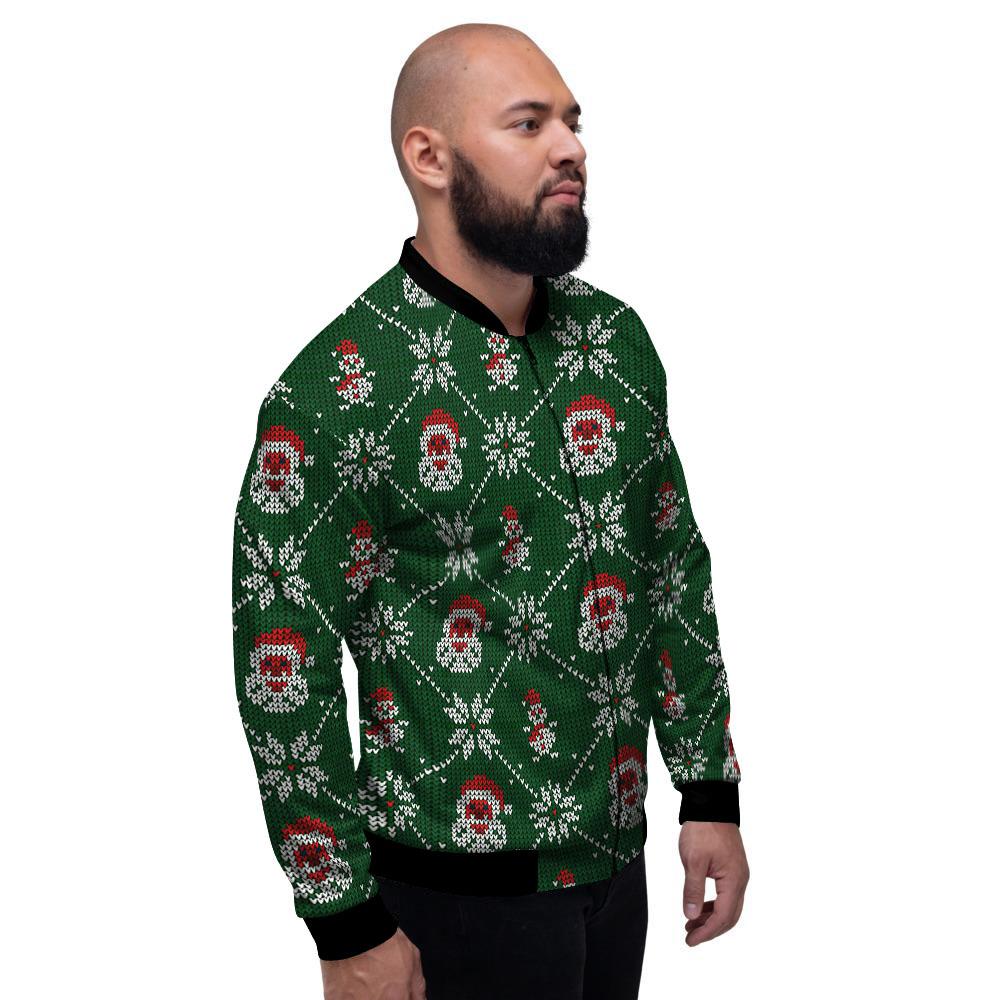 Knitted Santa Claus Print Pattern Men's Bomber Jacket-grizzshop
