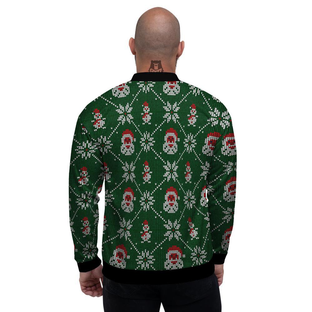 Knitted Santa Claus Print Pattern Men's Bomber Jacket-grizzshop