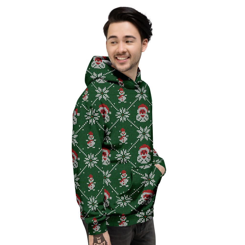 Knitted Santa Claus Print Pattern Men's Hoodie-grizzshop