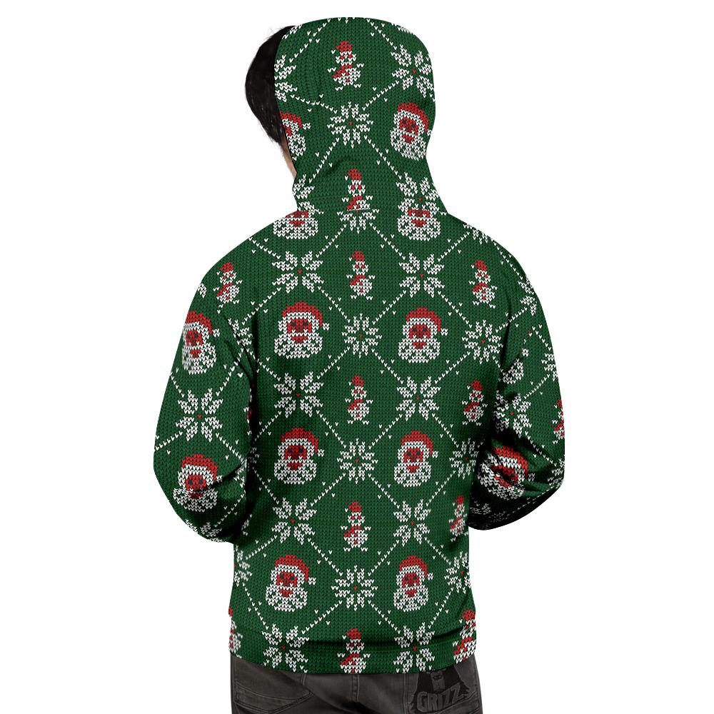 Knitted Santa Claus Print Pattern Men's Hoodie-grizzshop