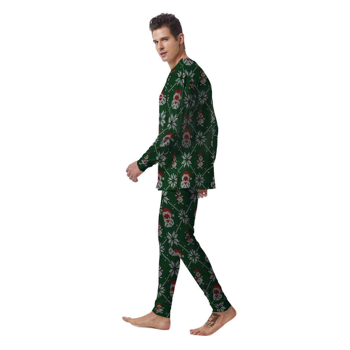 Knitted Santa Claus Print Pattern Men's Pajamas-grizzshop