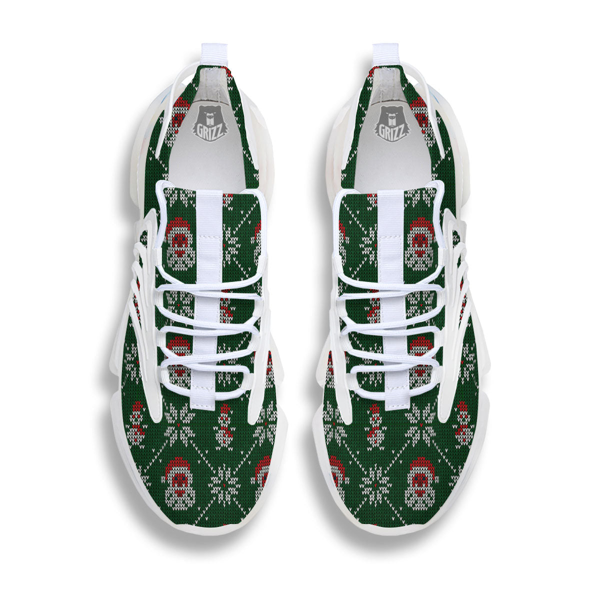 Knitted Santa Claus Print Pattern White Gym Shoes-grizzshop