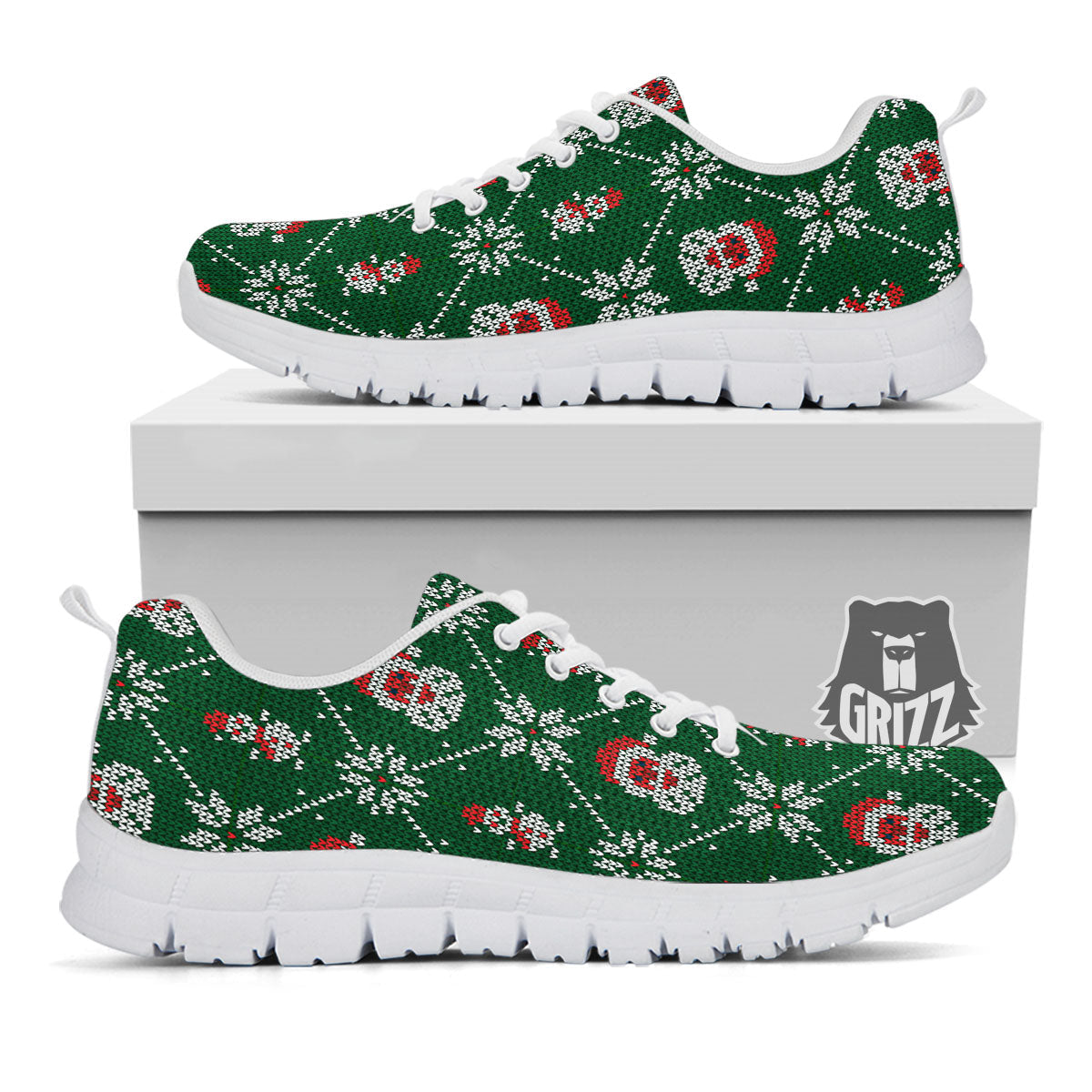 Knitted Santa Claus Print Pattern White Sneaker-grizzshop