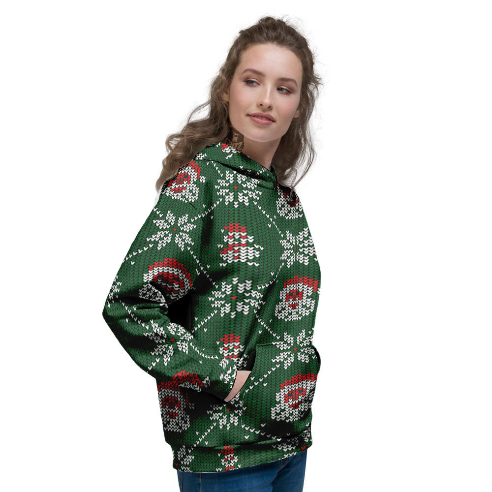 Knitted Santa Claus Print Pattern Women's Hoodie-grizzshop