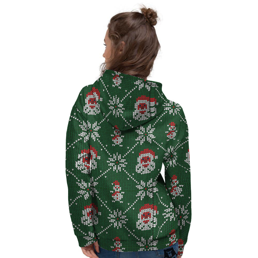 Knitted Santa Claus Print Pattern Women's Hoodie-grizzshop