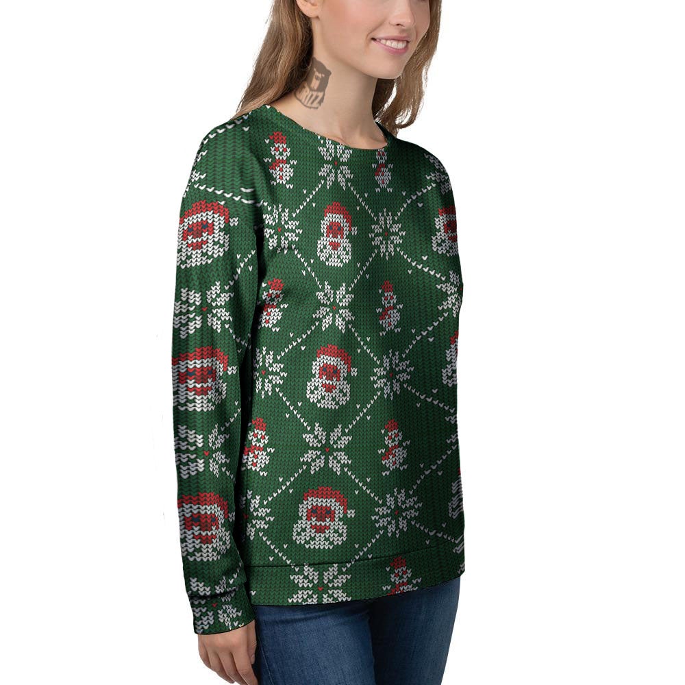 Knitted Santa Claus Print Pattern Women's Sweatshirt-grizzshop