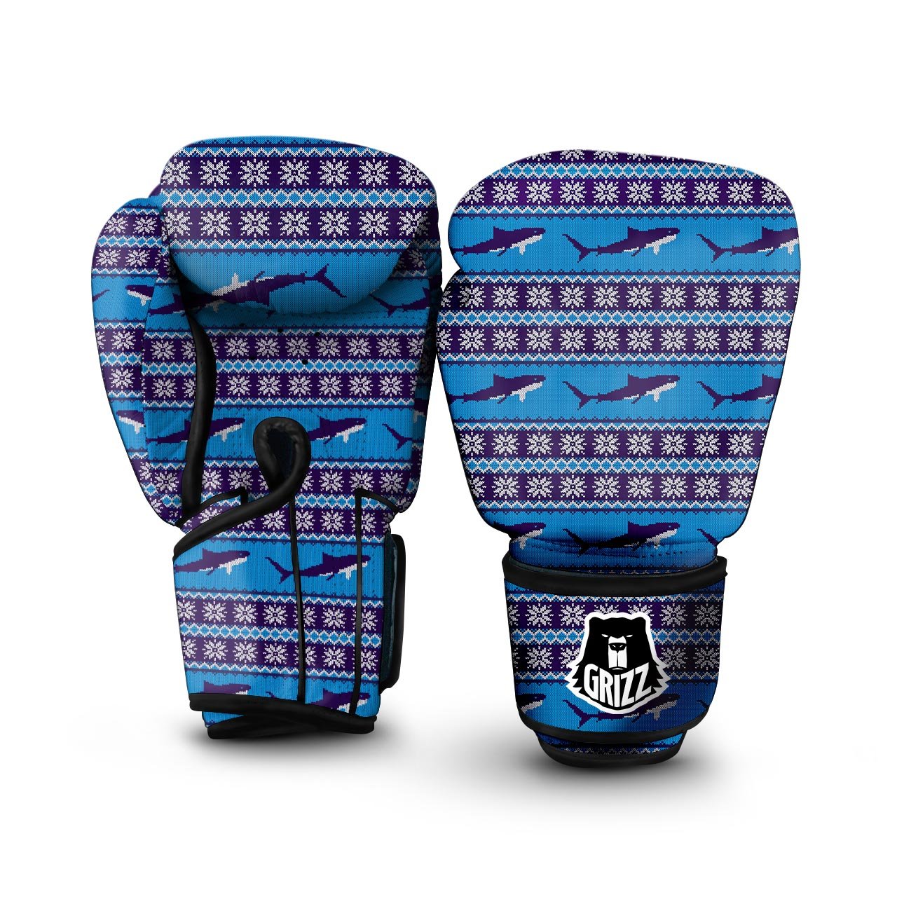 Knitted Shark Print Pattern Boxing Gloves-grizzshop