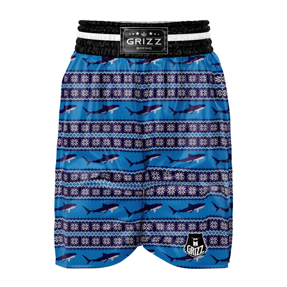 Knitted Shark Print Pattern Boxing Shorts-grizzshop