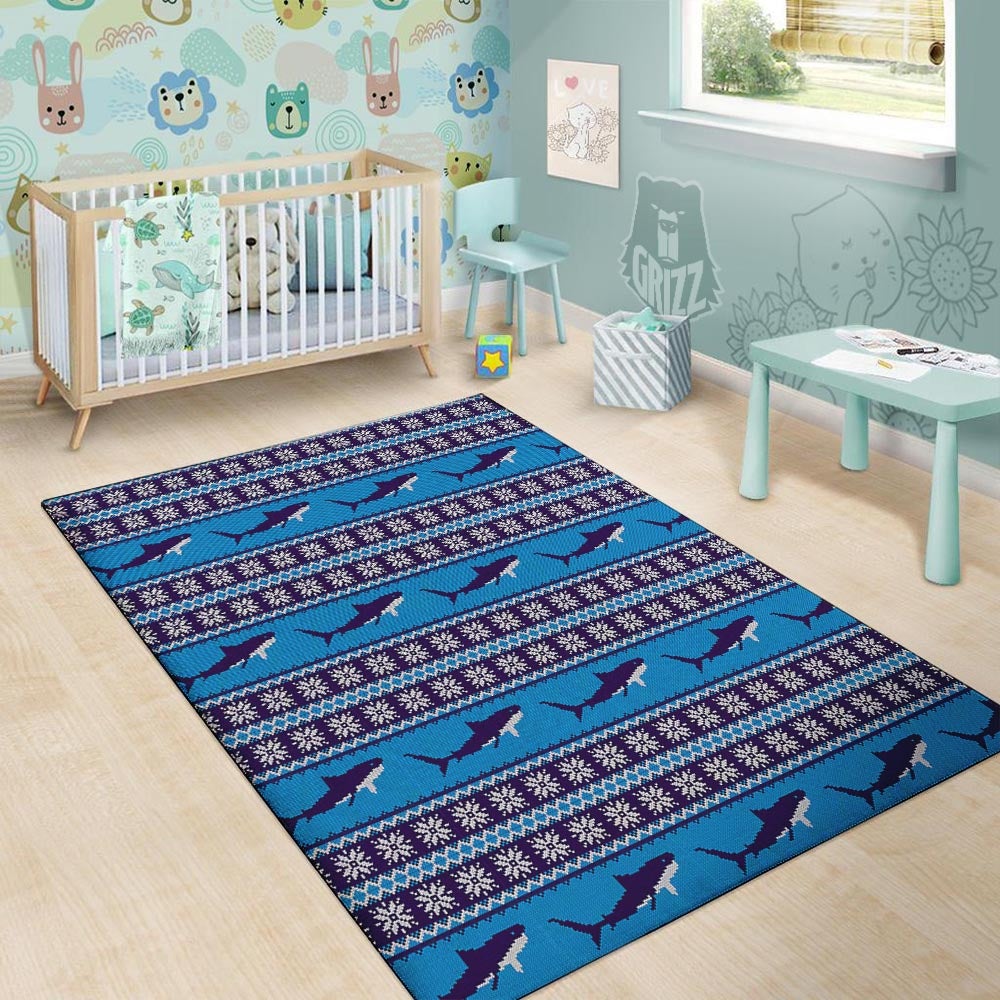Knitted Shark Print Pattern Floor Mat-grizzshop