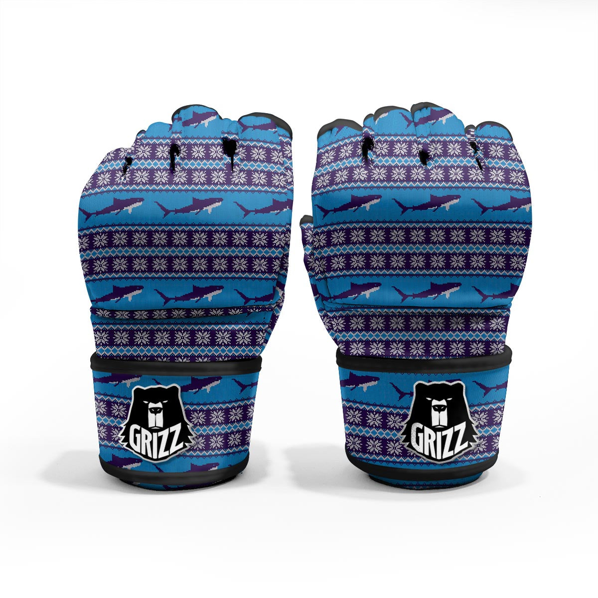 Knitted Shark Print Pattern MMA Gloves-grizzshop