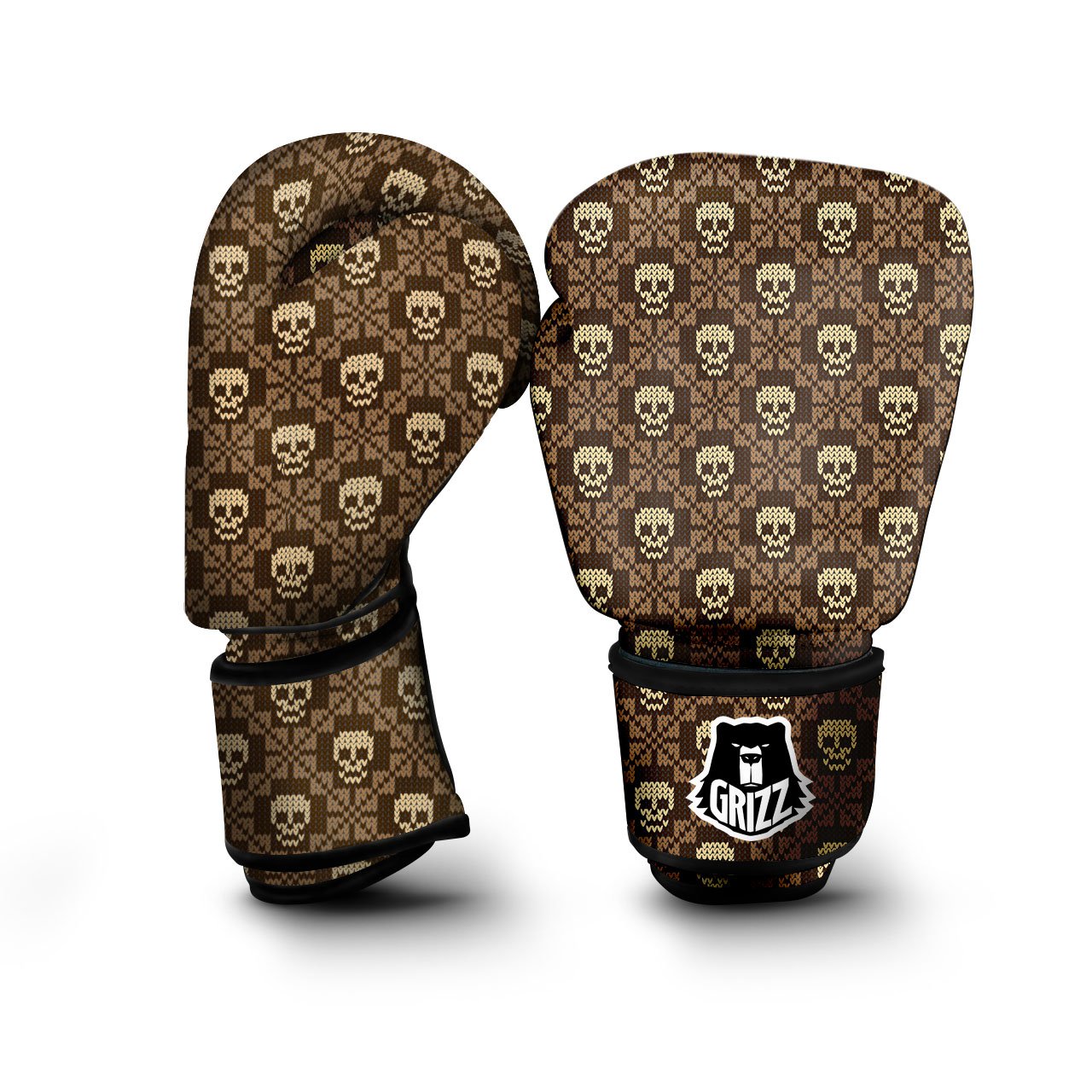 Knitted Skull Print Pattern Boxing Gloves-grizzshop