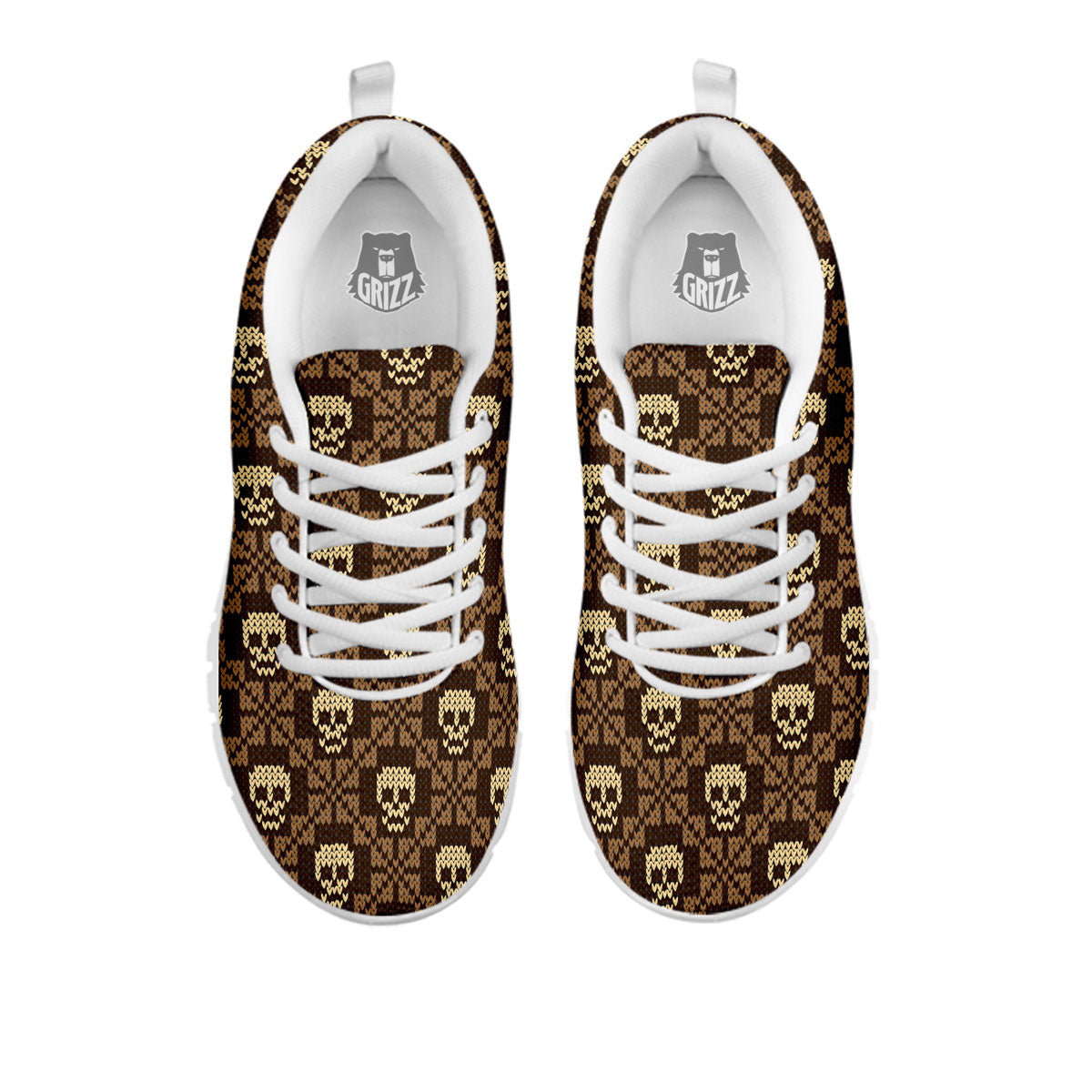 Knitted Skull Print Pattern White Sneaker-grizzshop