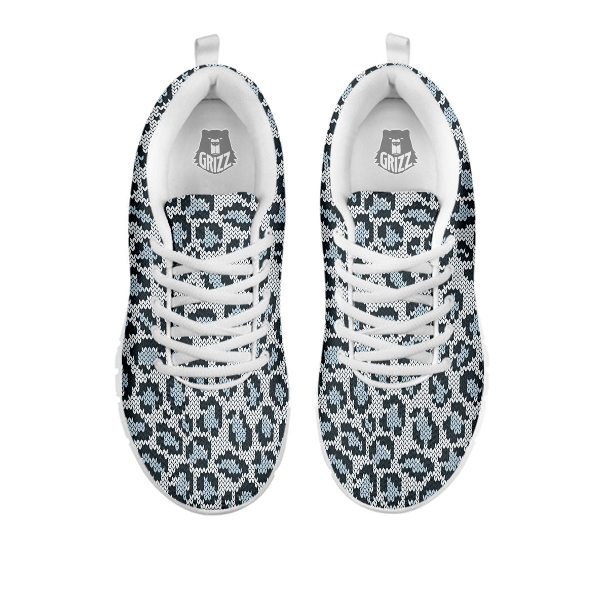 Knitted Snow Leopard Print Pattern White Sneaker-grizzshop