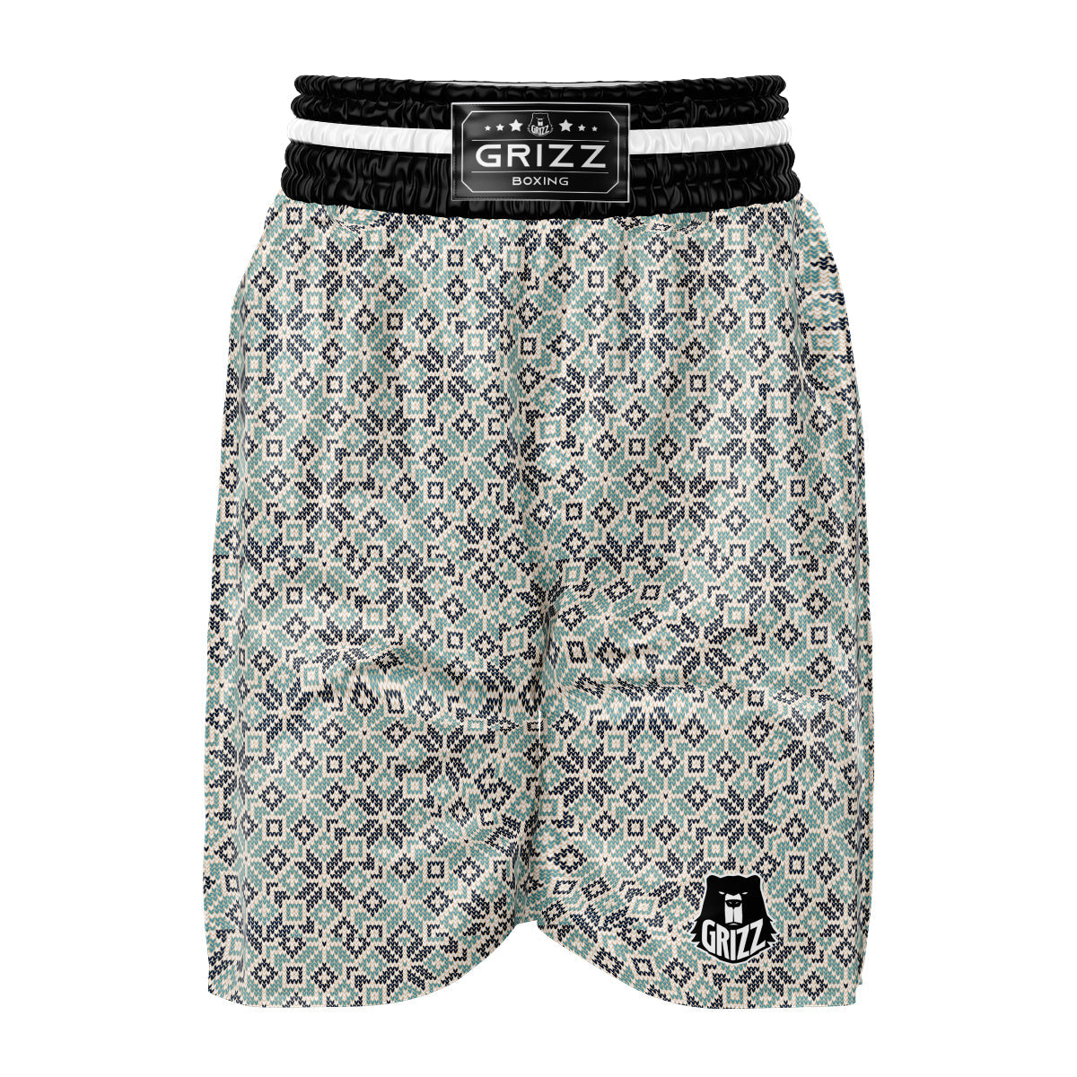 Knitted Snow Print Pattern Boxing Shorts-grizzshop