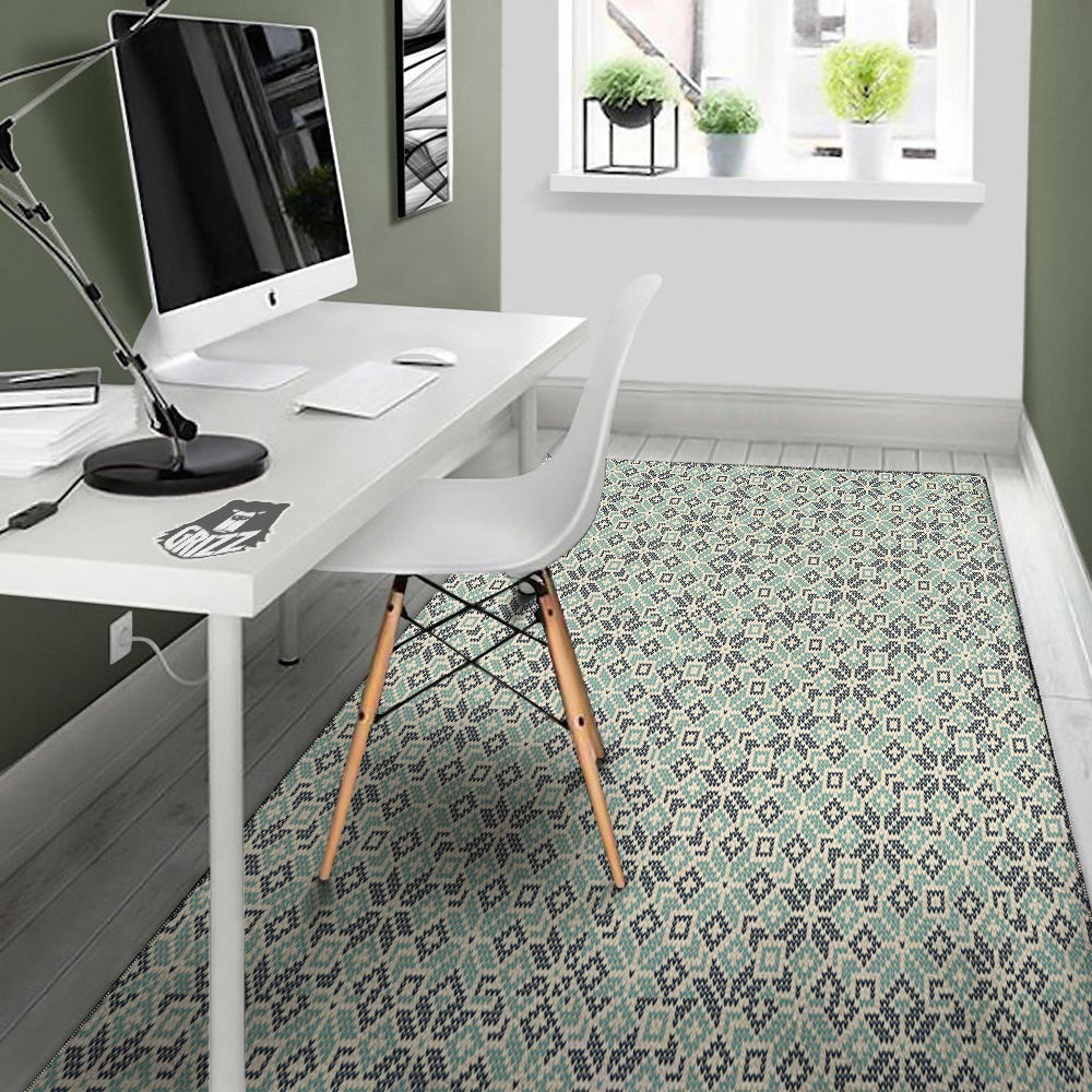 Knitted Snow Print Pattern Floor Mat-grizzshop